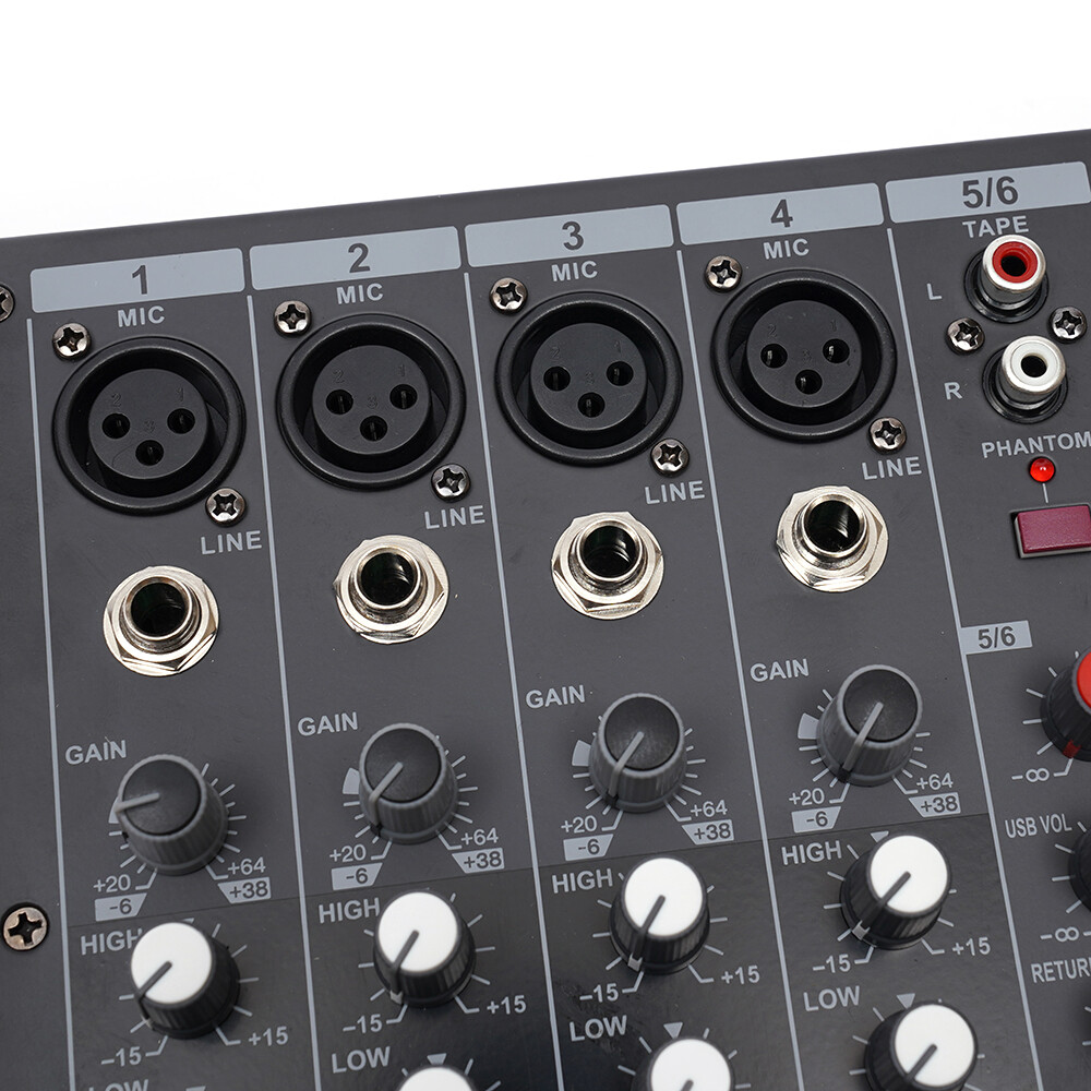 6 Channel Mixing Console Sound Live Studio Audio Mixer USB Bluetooth