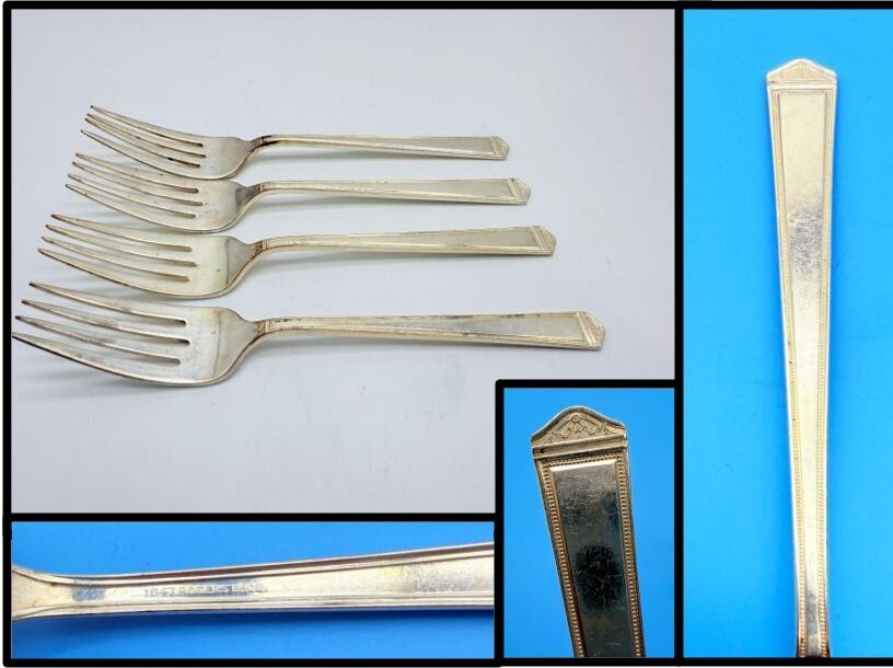 4 INTERNATIONAL SILVER Rogers Bros Silverplate ANNIVERSARY 6-1/2" Salad Forks