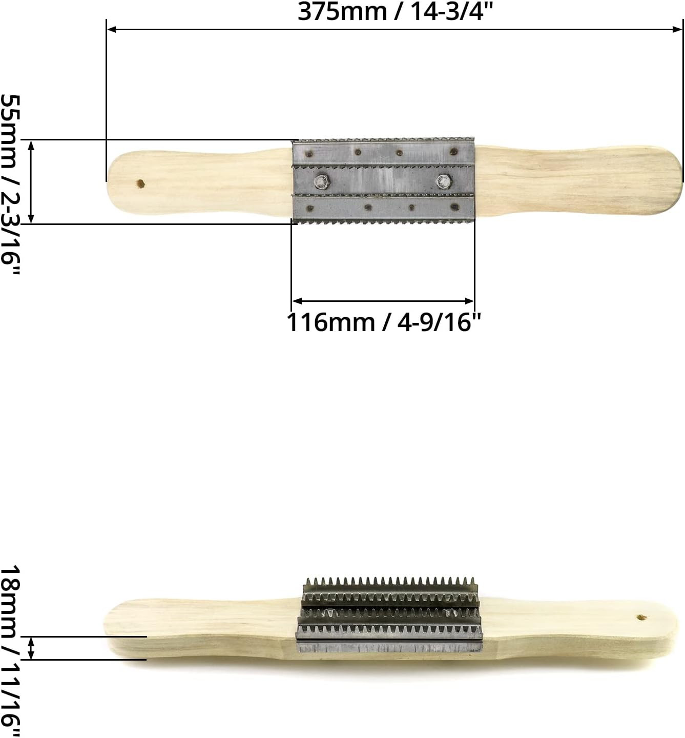 Buffing Wheel Rake, 15" Polishing Rake with Wooden Handle and Stainless Steel He