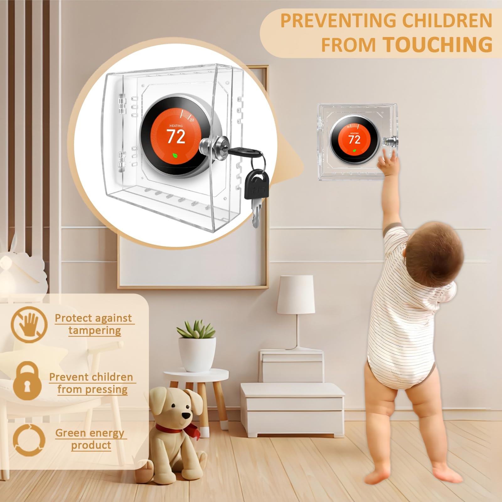 PILISPARK Thermostat Lock Box with Key Cover Universal Transparent