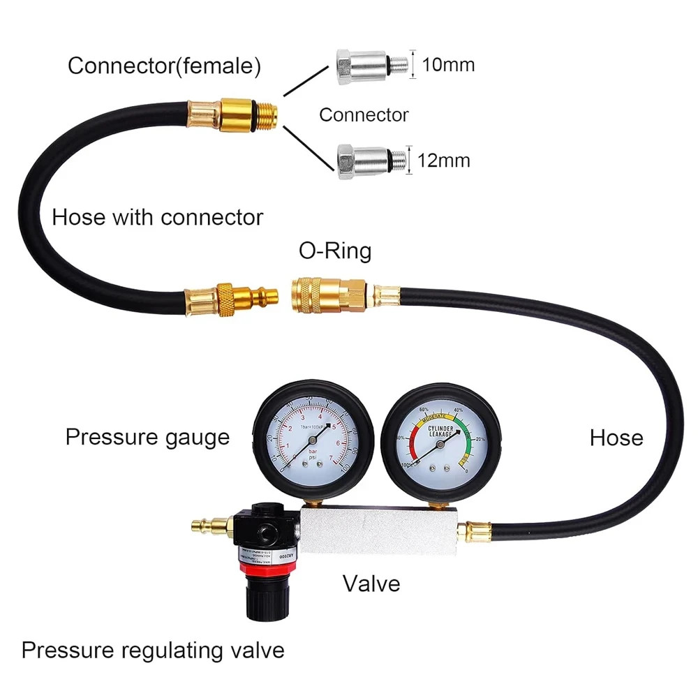 Multi-Function Cylinder Leak Down Tester Gasoline Engine Compression Gauge Test