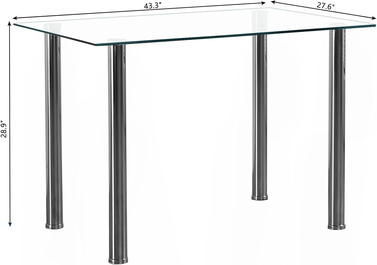 43.3-Inch Silver Modern Kitchen & Dining Table - Stylish & Compact Design