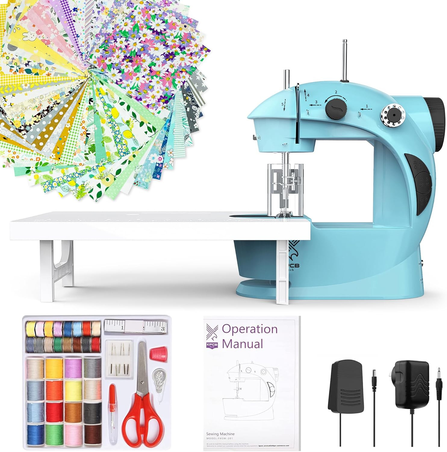 Sewing Machine for Beginners [Full Set] with Finger Guard and Fabric Bundles