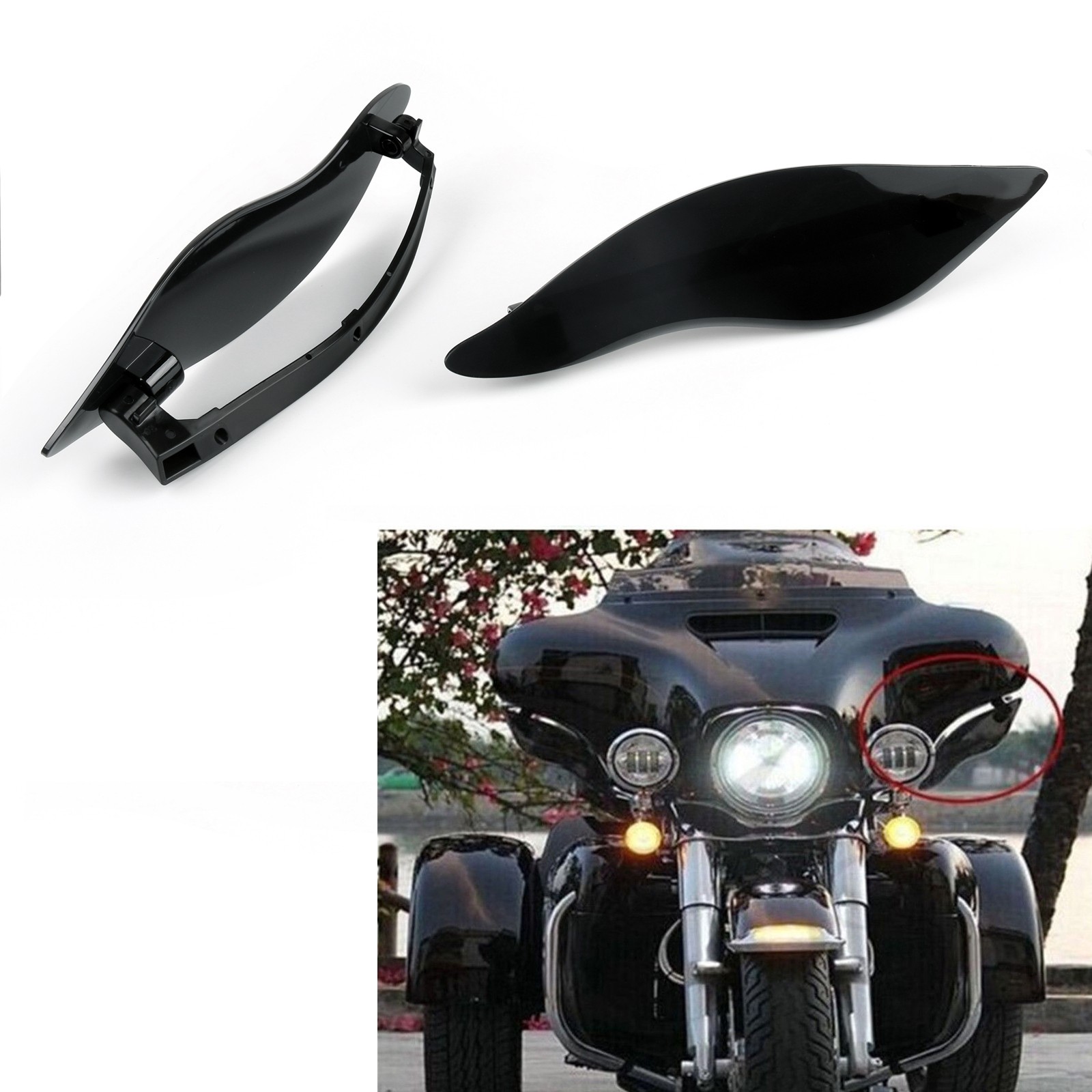 ABS Side Wings Air Deflectors For 2014-2018 17 Electra Touring FL Black US