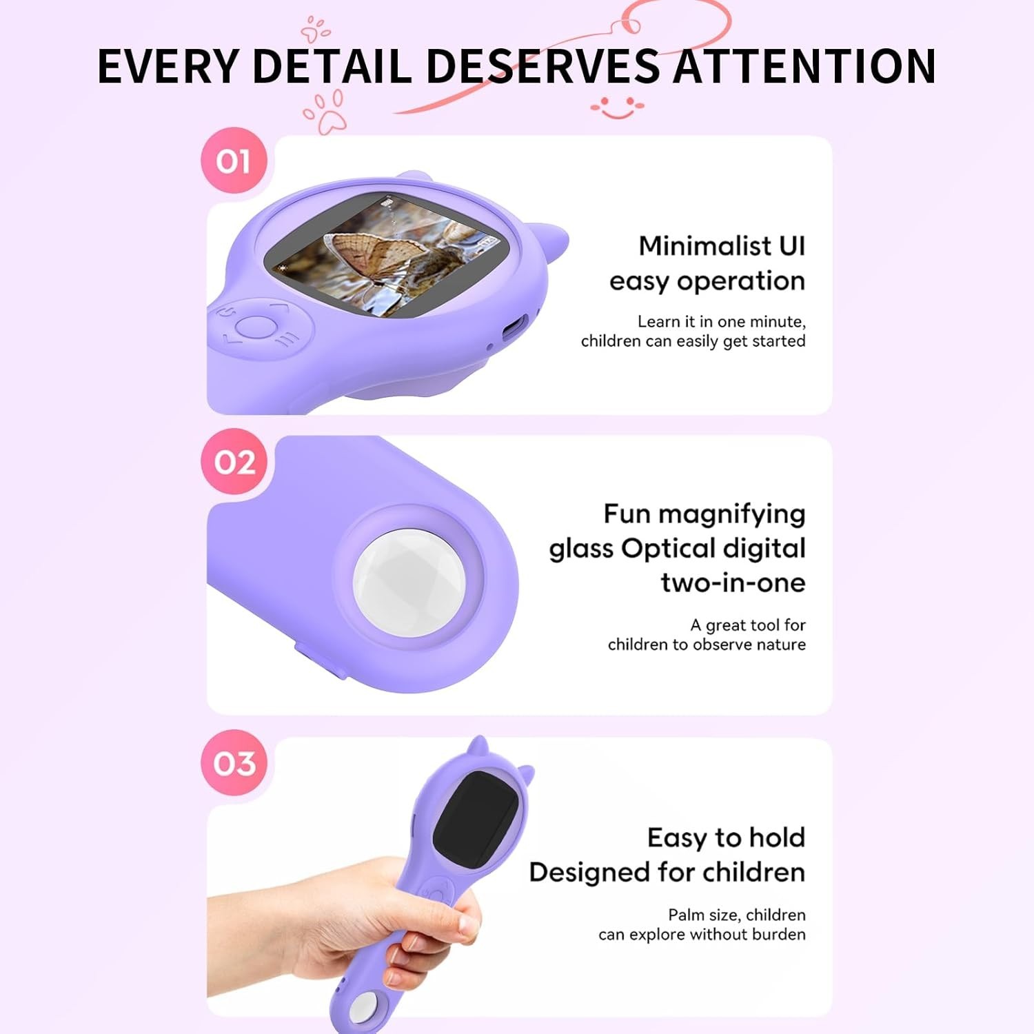 Portable Educational Microscope - 500X Magnification for Young Explorers, Purple