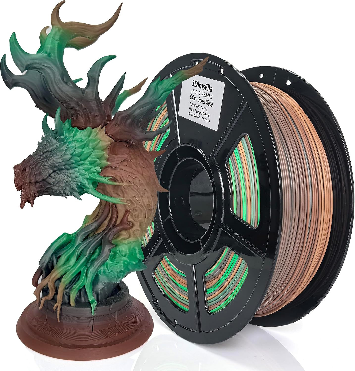 PLA 3D Printer Filament, Forest Wood, Brown, Green, Matte, Diameter 1.75Mm, Accu