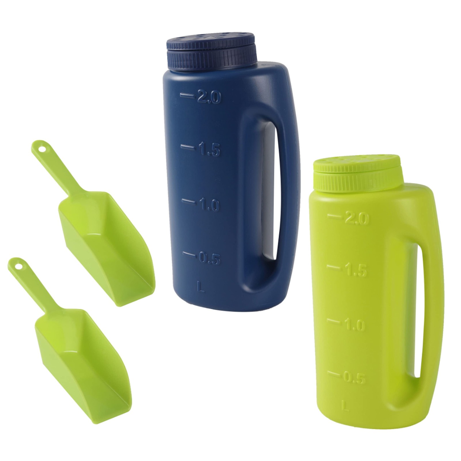 (2-Set) Multipurpose 2L Handheld Spreaders (Blue and Green) - Handheld Shaker...