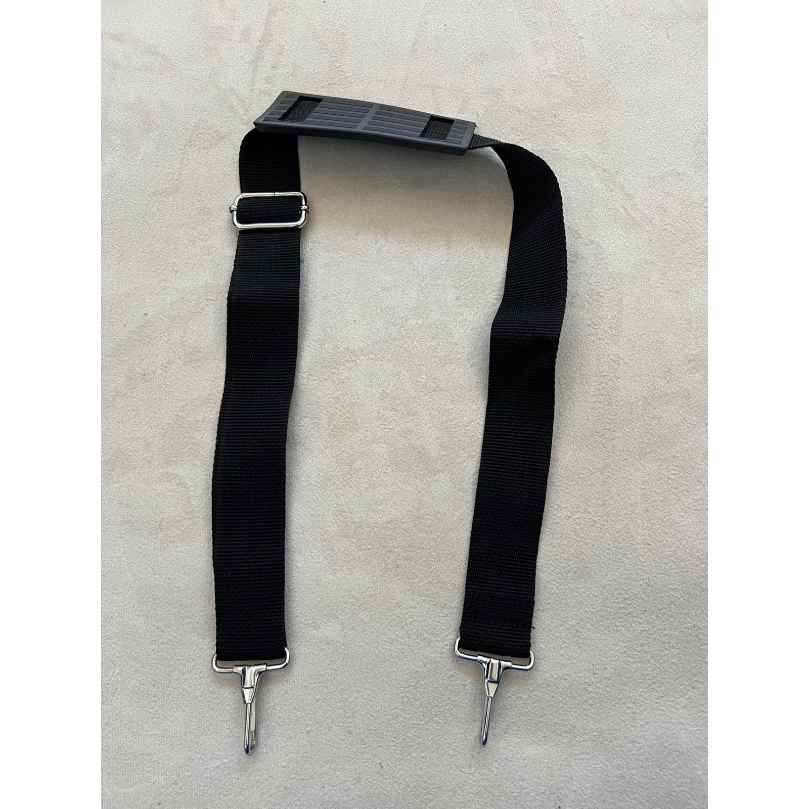 Adjustable Black Nylon Replacement Shoulder Strap with Metal Swivel Snap Hooks