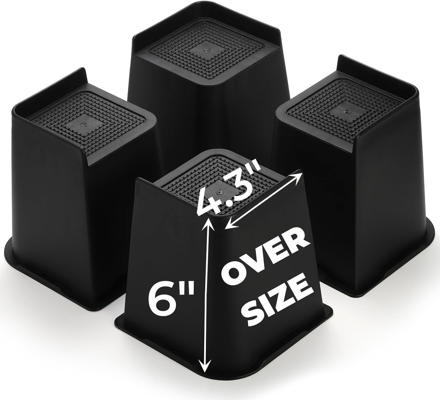 4 Pack Heavy Duty Bed Risers 6 Inch Lift Couch Furniture Lifts Raising Blocks