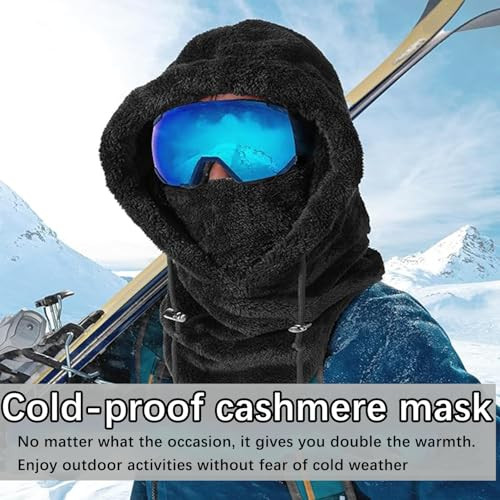 Sherpa Hood Ski Mask, Winter Windproof Coldproof One Size-Medium Light Grey