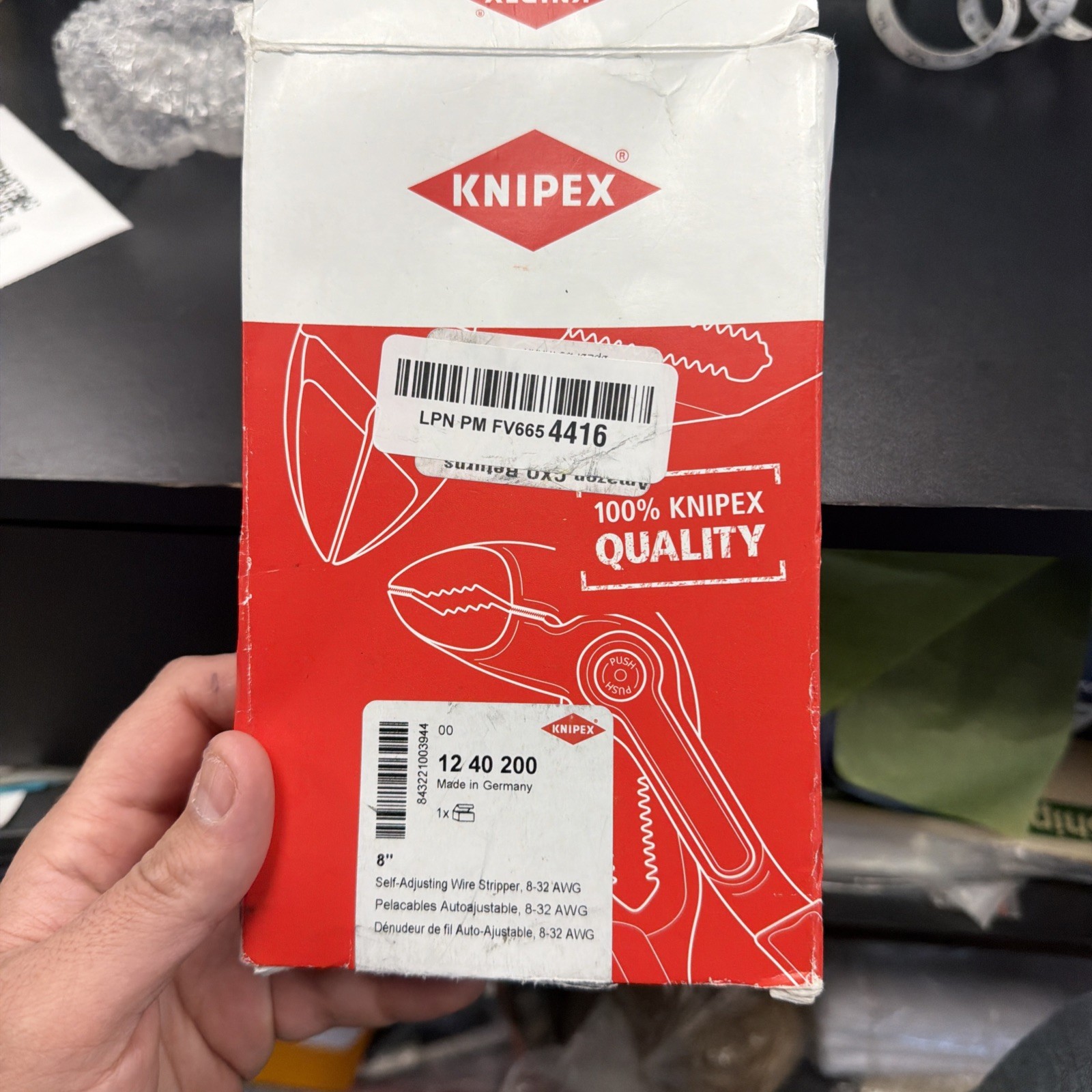 H8.Knipex Tools 12 40 200 Self Adjusting Insulation Wire Stripper 8" 32 to 7 AWG