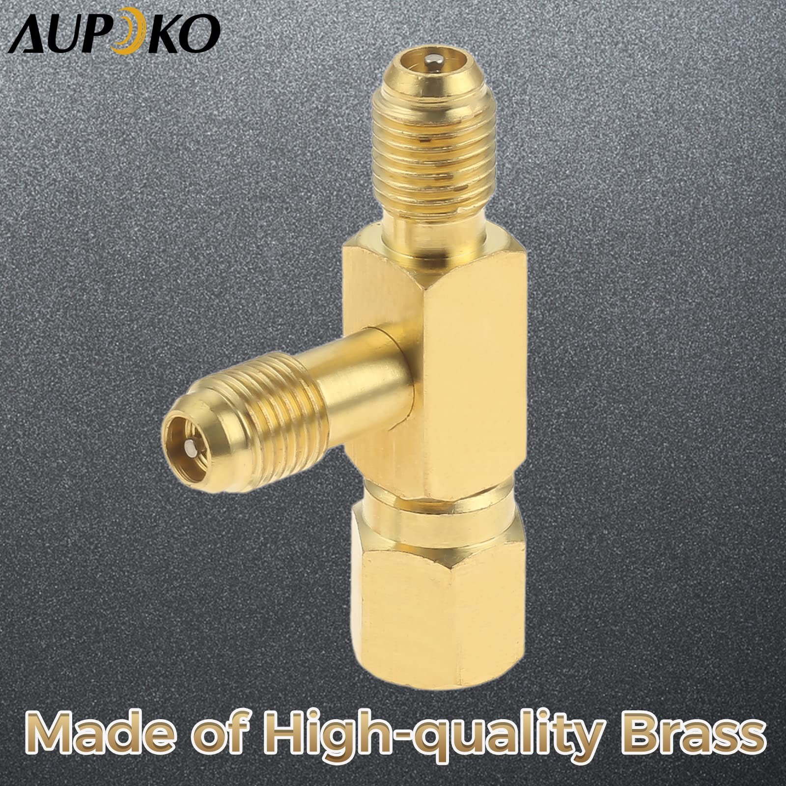 Aupoko Quick Coupler Access Tee, 1/4'' Valves Core Tee Adapter 1/4 inch, Gold