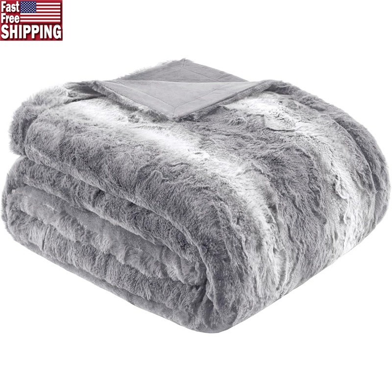 Cozy Oversized Soft Faux Fur Throw Blanket Polyester Luxury Home Décor 60x70 New