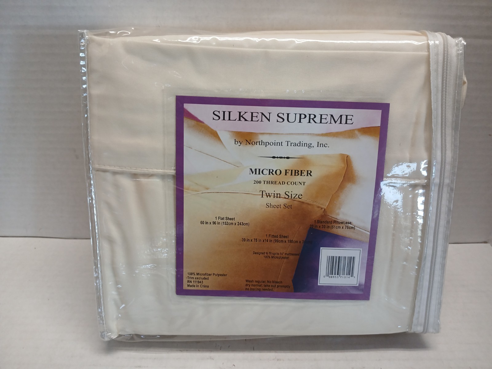 Silken Supreme Northpoint Sheet Set Twin Bed New in Original Packaging