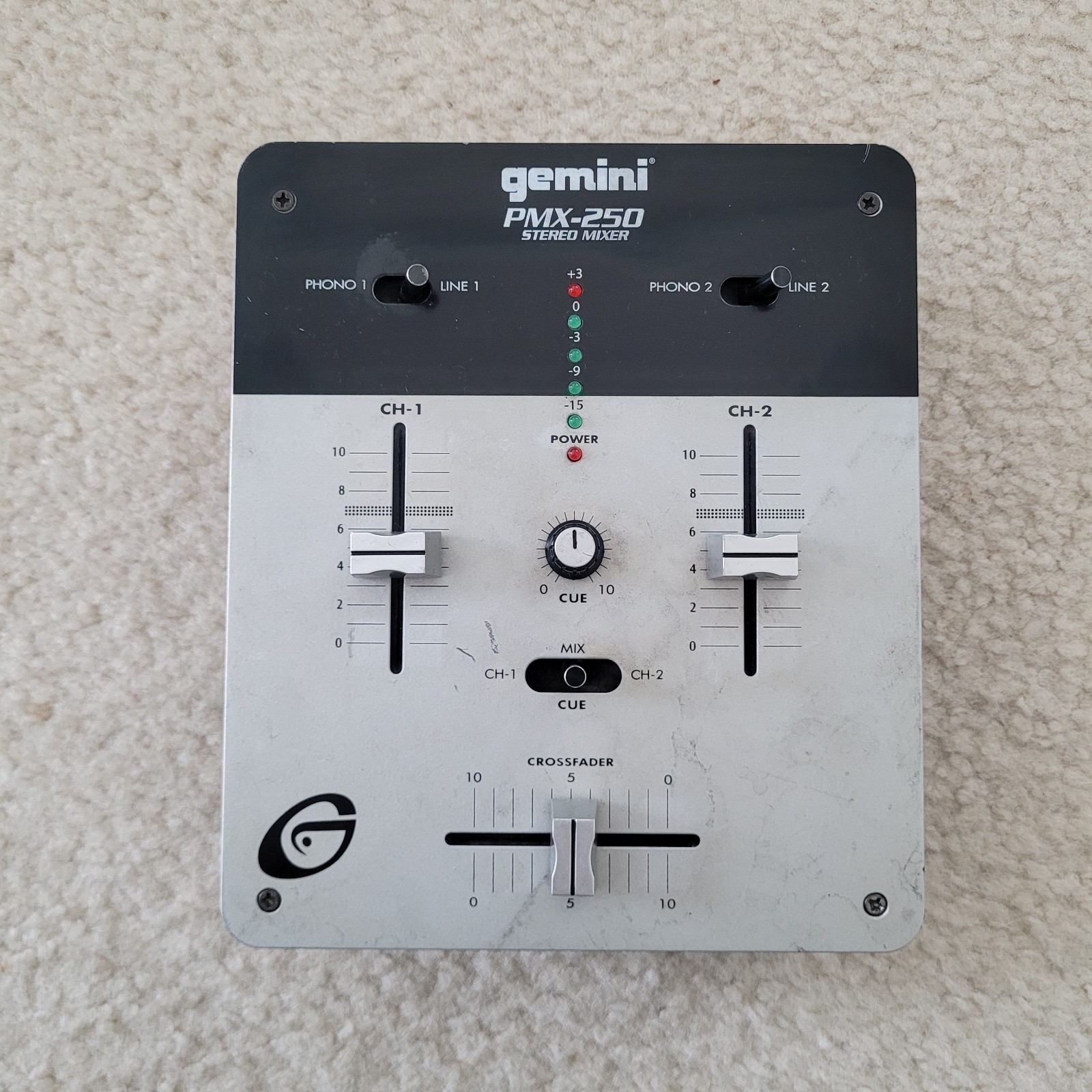 Gemini PMX-250 Stereo/DJ Mixer, Two Channel, Used & Untested.