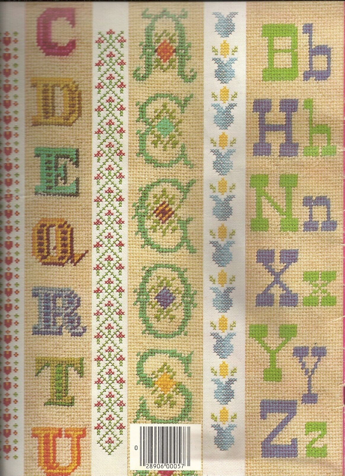 LEISURE ARTS CHARTED ALPHABETS & BORDERS FOR CROSS STITCH & NEEDLEPOINT LEAFLET