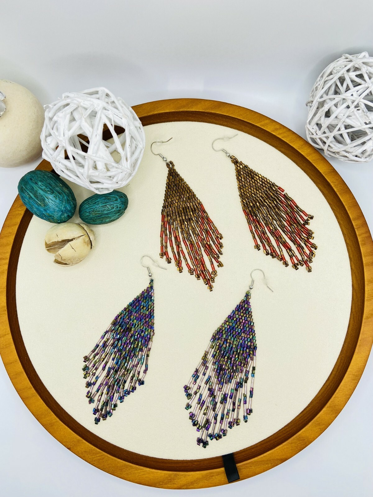 BOHO Seeds Beaded Earrings Fringe Tassel Bohemian Dangle Drop Handmade Jewelry