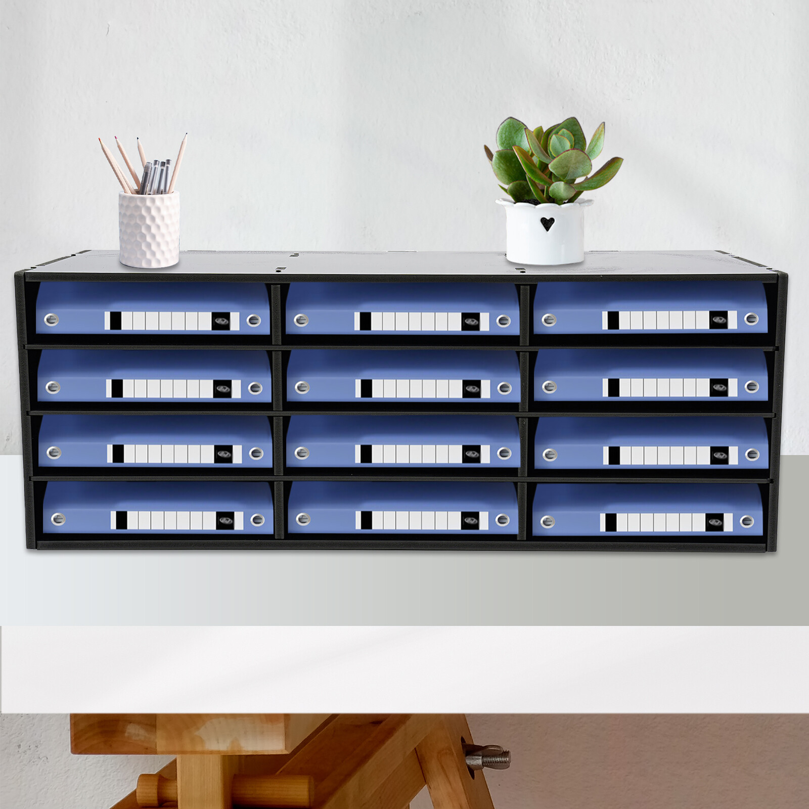 4 Tiers PVC Desktop Countertop Literature Organizer Black Office Home Use NEW