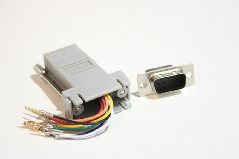 DB9 Pin Male to RJ45 8P8C Modular Adapter Connector Grey
