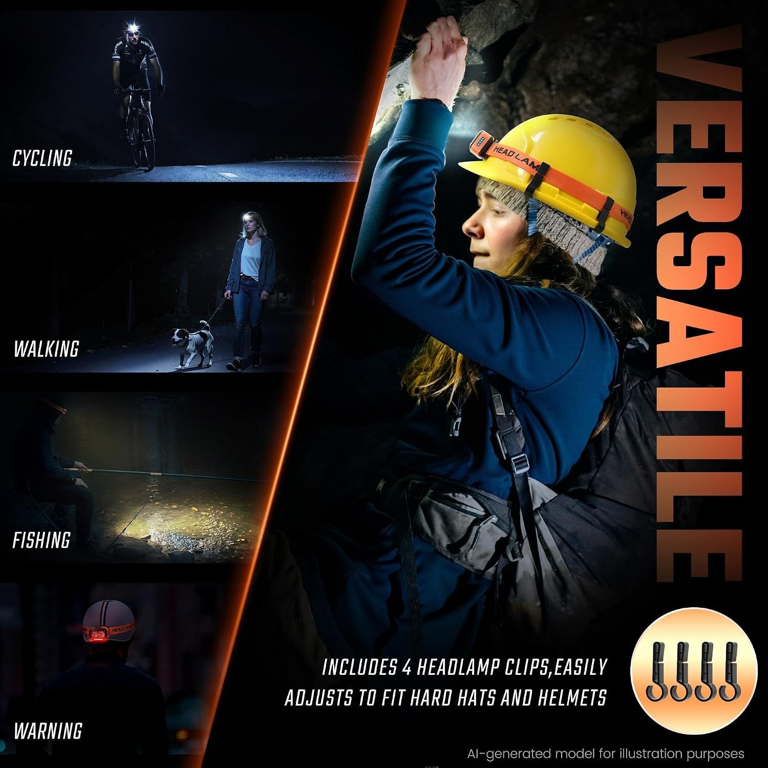 High Lumens USB Rechargeable Headlamp with Motion Sensor - Waterproof Dual Light