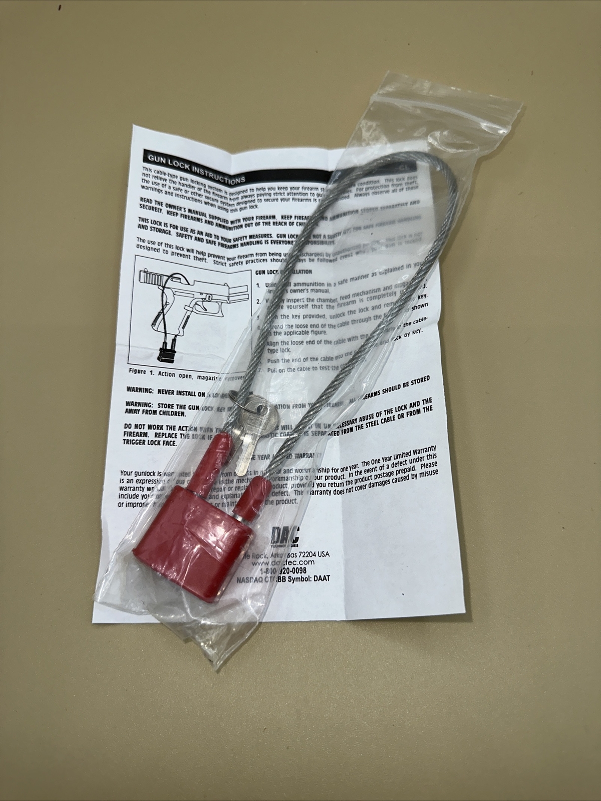 Cable Gun Lock 15" Pistol Shotgun Rifle Child Safety (Color/Make May Vary)