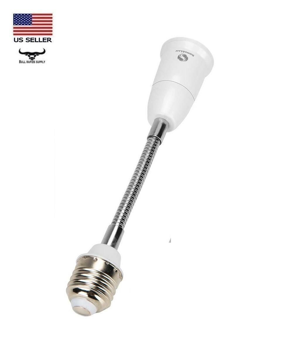7.8" Flexible Light Bulb Lamp Socket Adapter Extender 360° Adjustable E26/E27