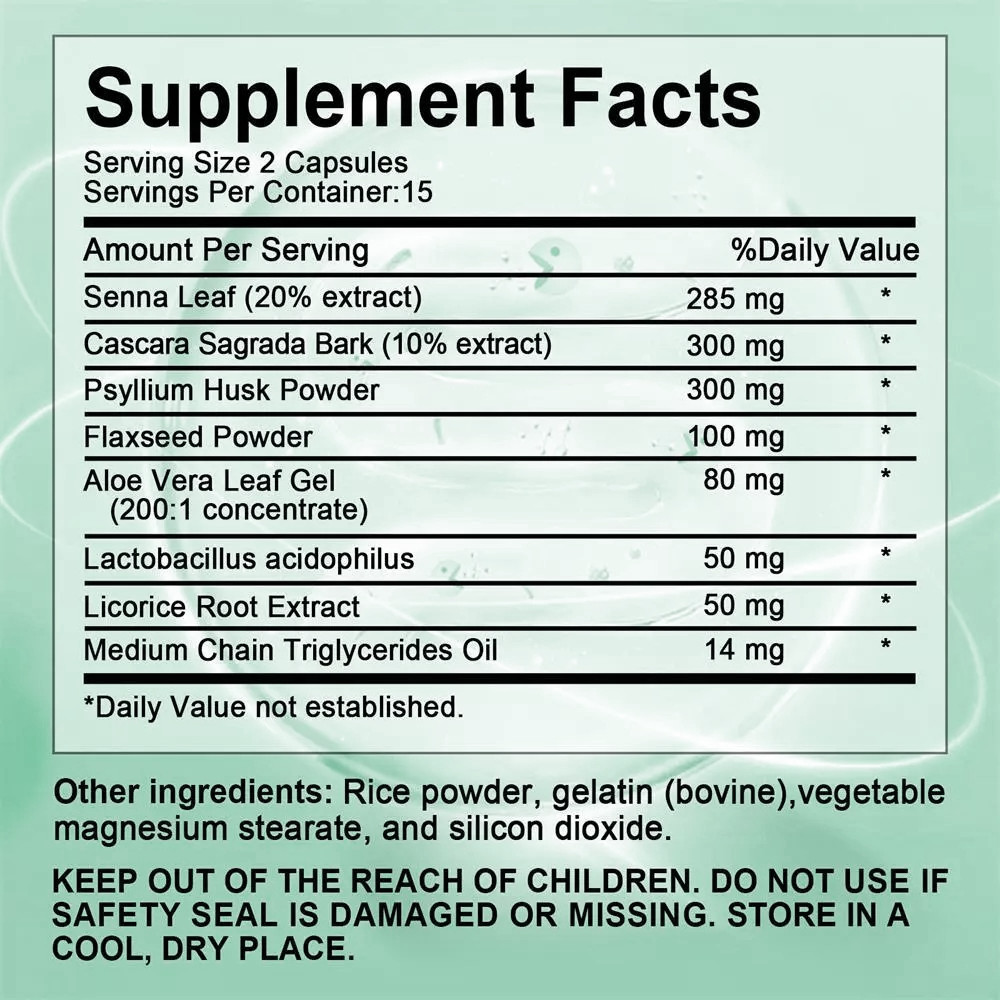 15 Day Cleanse - Gut Colon Support Caffeine-Free Advanced Formula - Non-GMO 120