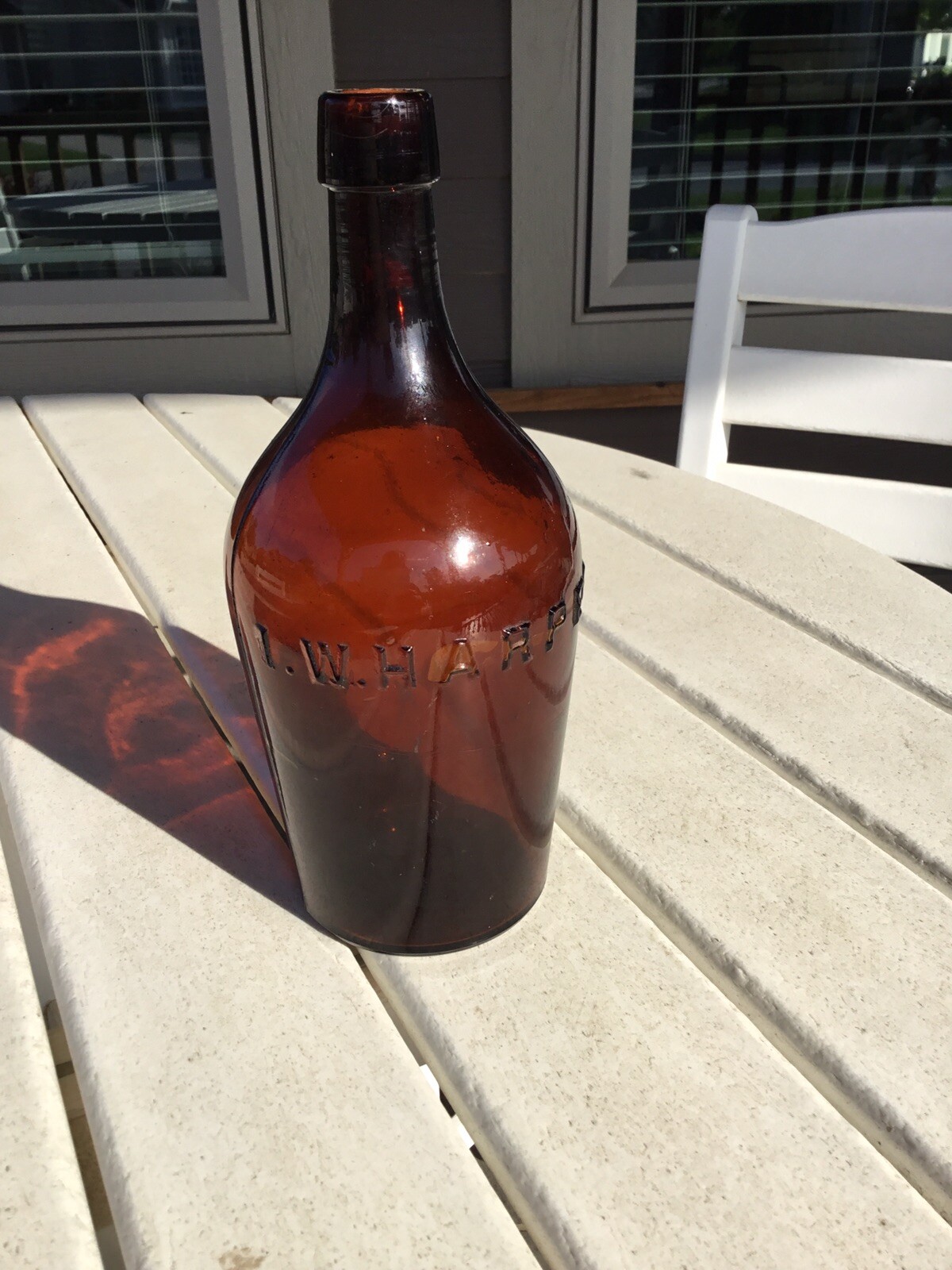 Antique I W Harper Bottle Bottle 10 Inch Amber Circa 1880