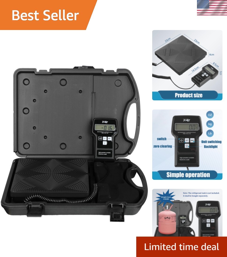 High Precision 220LBS HVAC Refrigerant Scale - Portable, Durable, User-Friendly