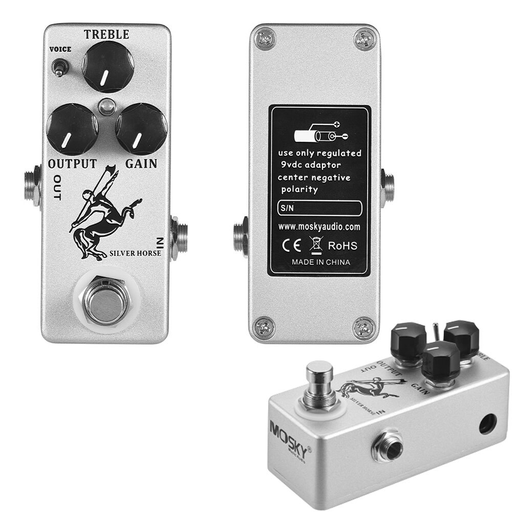 MOSKY Silver Horse Overdrive Boost Guitar Effect Pedal True Bypass LED Light