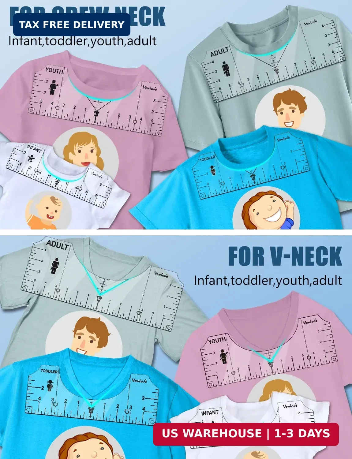 T-Shirt Ruler for Precise Alignment, Center & Left Chest Placement Tool