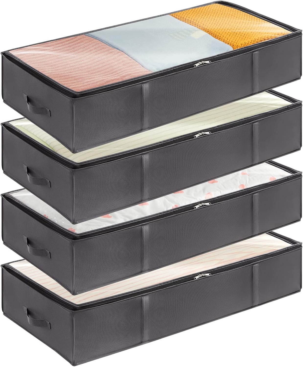 90L 4 Pack Under Bed Storage Containers, Large Capacity Blanket Storage