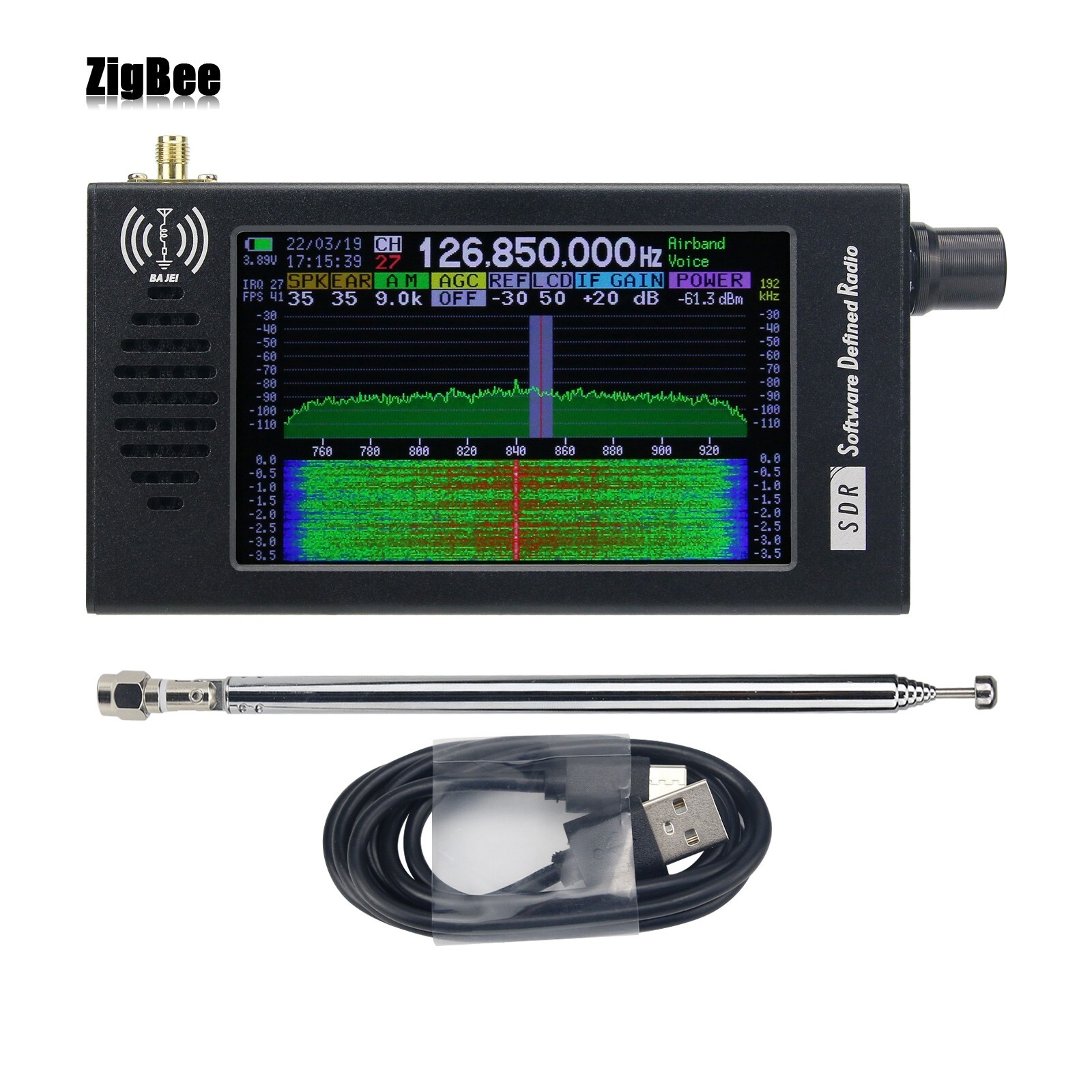 Software Defined Radio SDR Radio Receiver CW/AM/SSB/FM/WFM w/ 4.3" IPS LCD