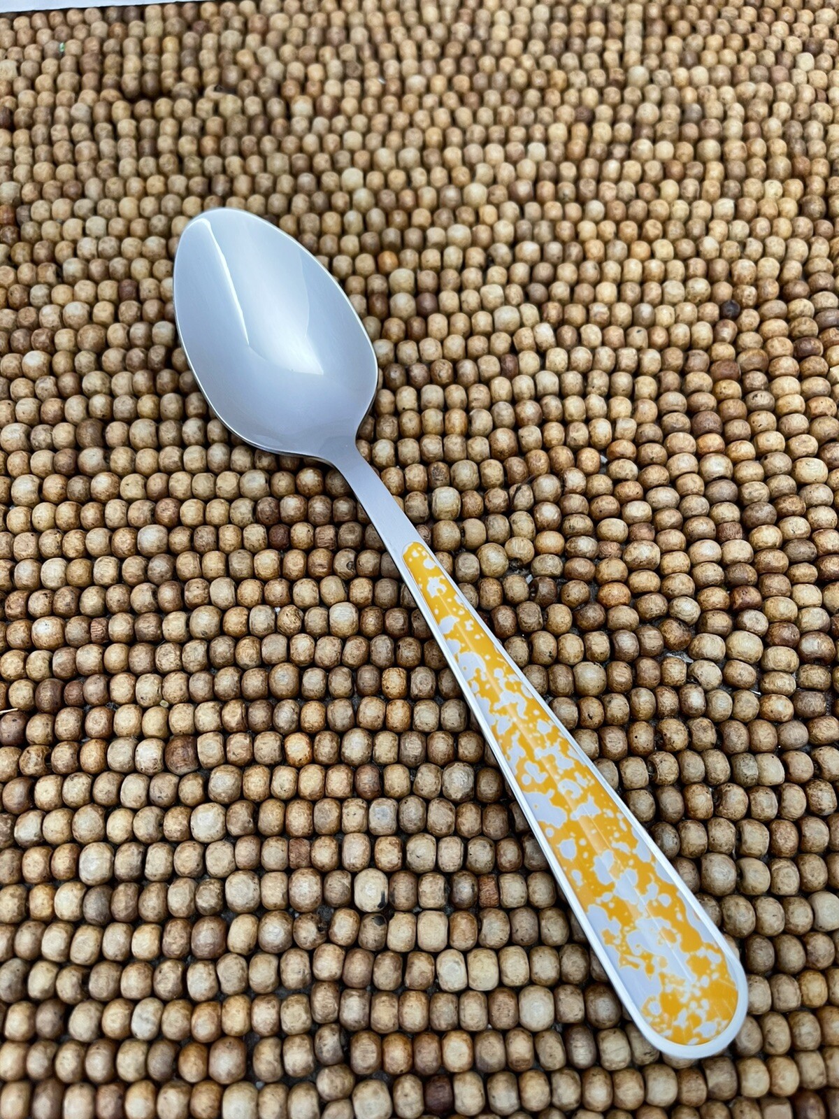 Pioneer Woman SPLATTER Stainless Plastic Orange Yellow TEASPOON 6.75” NEW