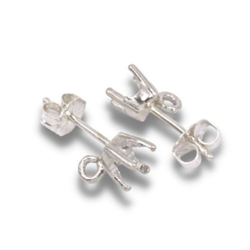 Round Four Prong Dangle Pre-notched Earring Mountings
