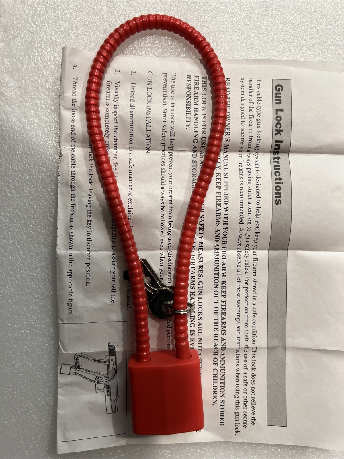 Firearm Lock Red 30mm Gun Cable Lock