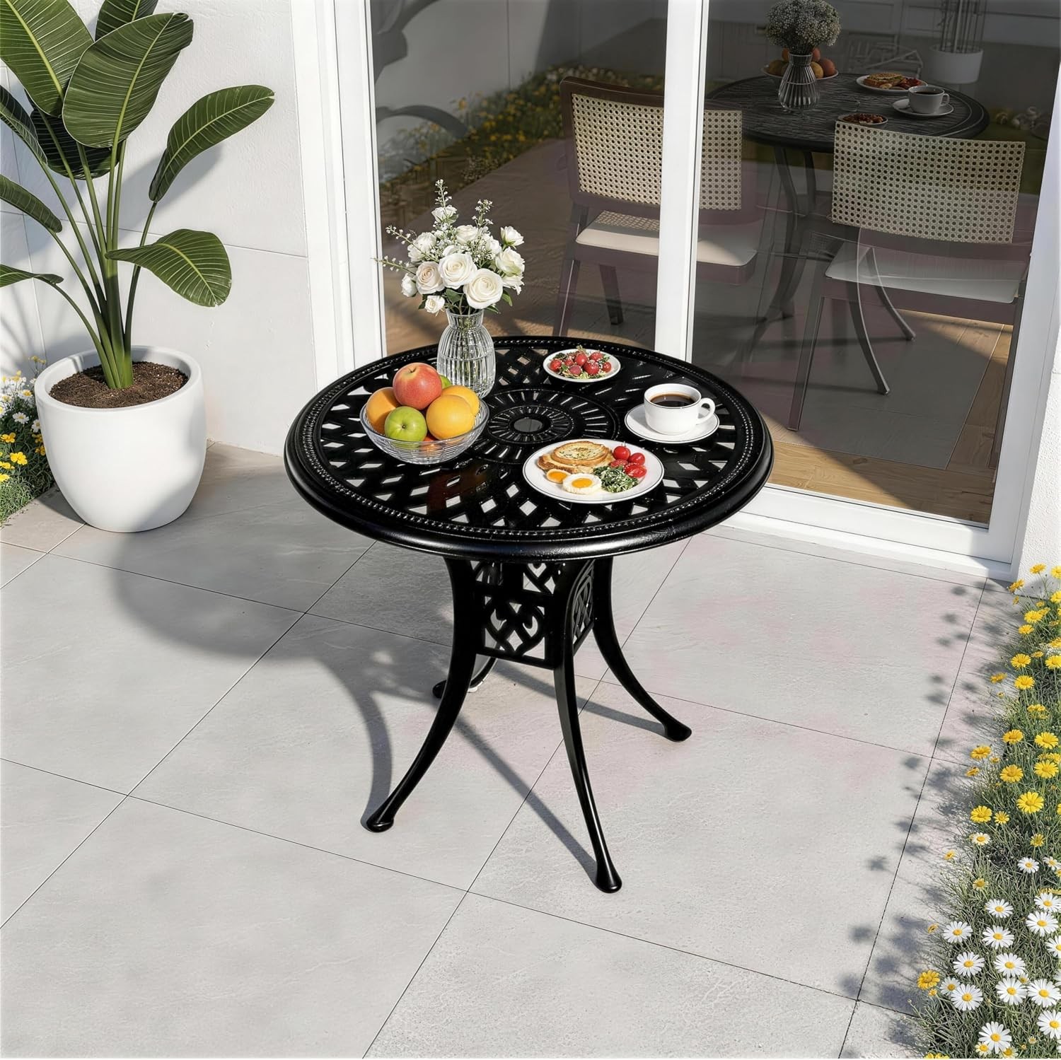 30.31" Outdoor Patio Dining Table, Cast Aluminum Patio Table, Patio Bistro