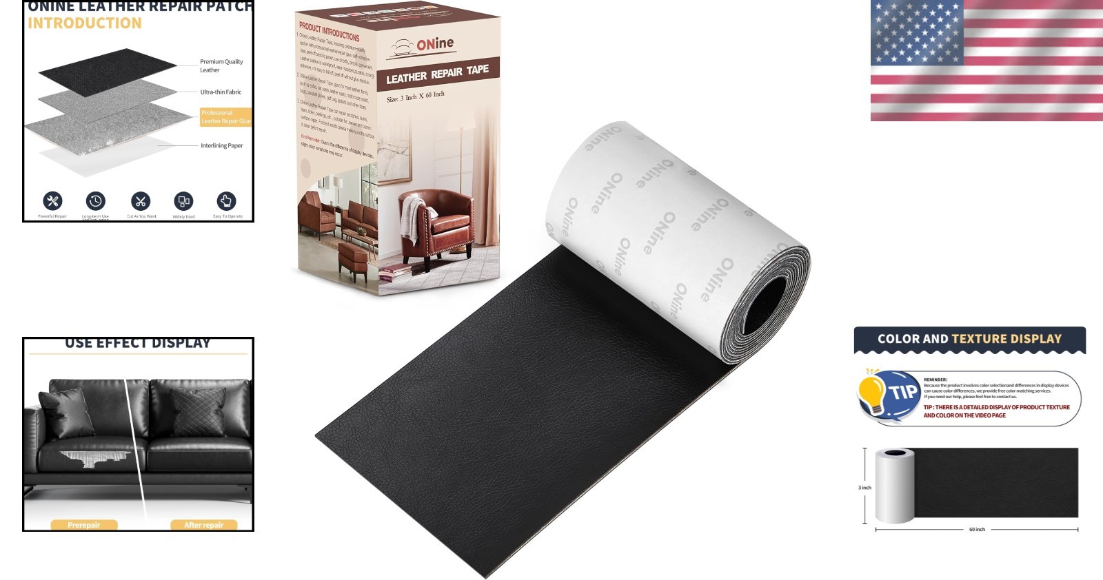 Waterproof Leather Repair Patch 3x60in - Perfect for Sofas & Car Seats
