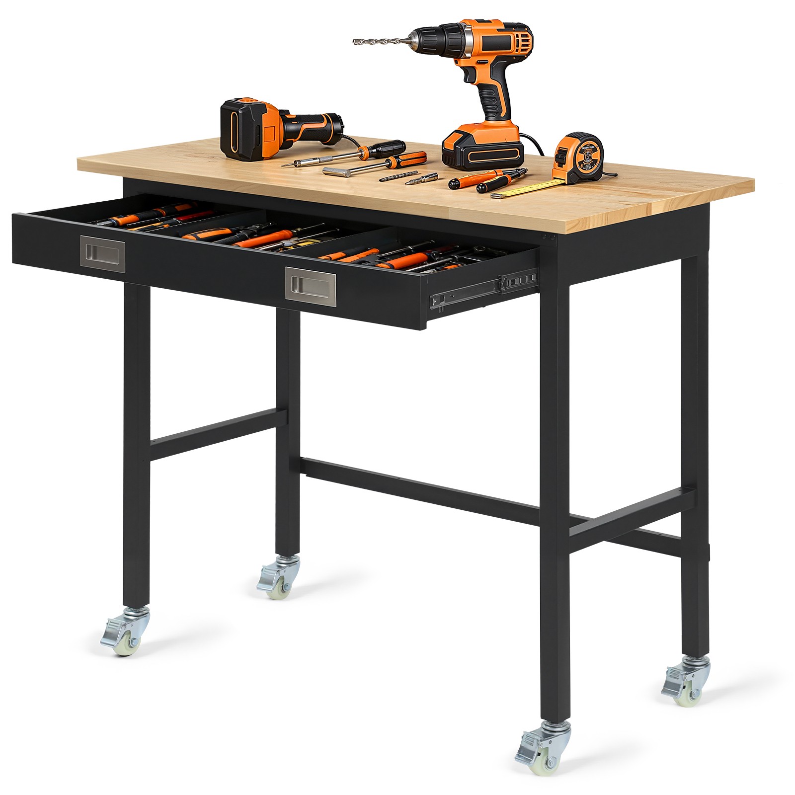 VEVOR 48-inch Workbench 1500 lbs Capacity Wood Top Work Table with Drawer