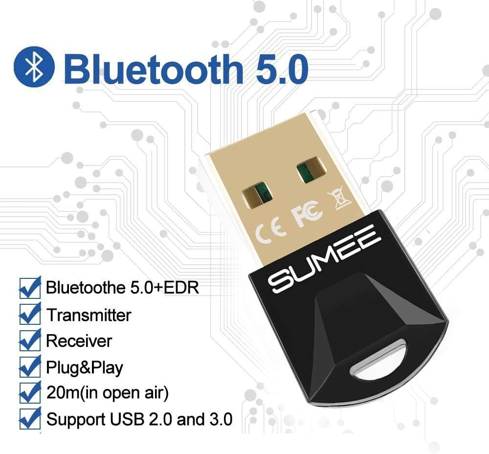 USB Bluetooth 5.0 Adapter Dongle,Wireless Bluetooth Transmitter Receiver for PC