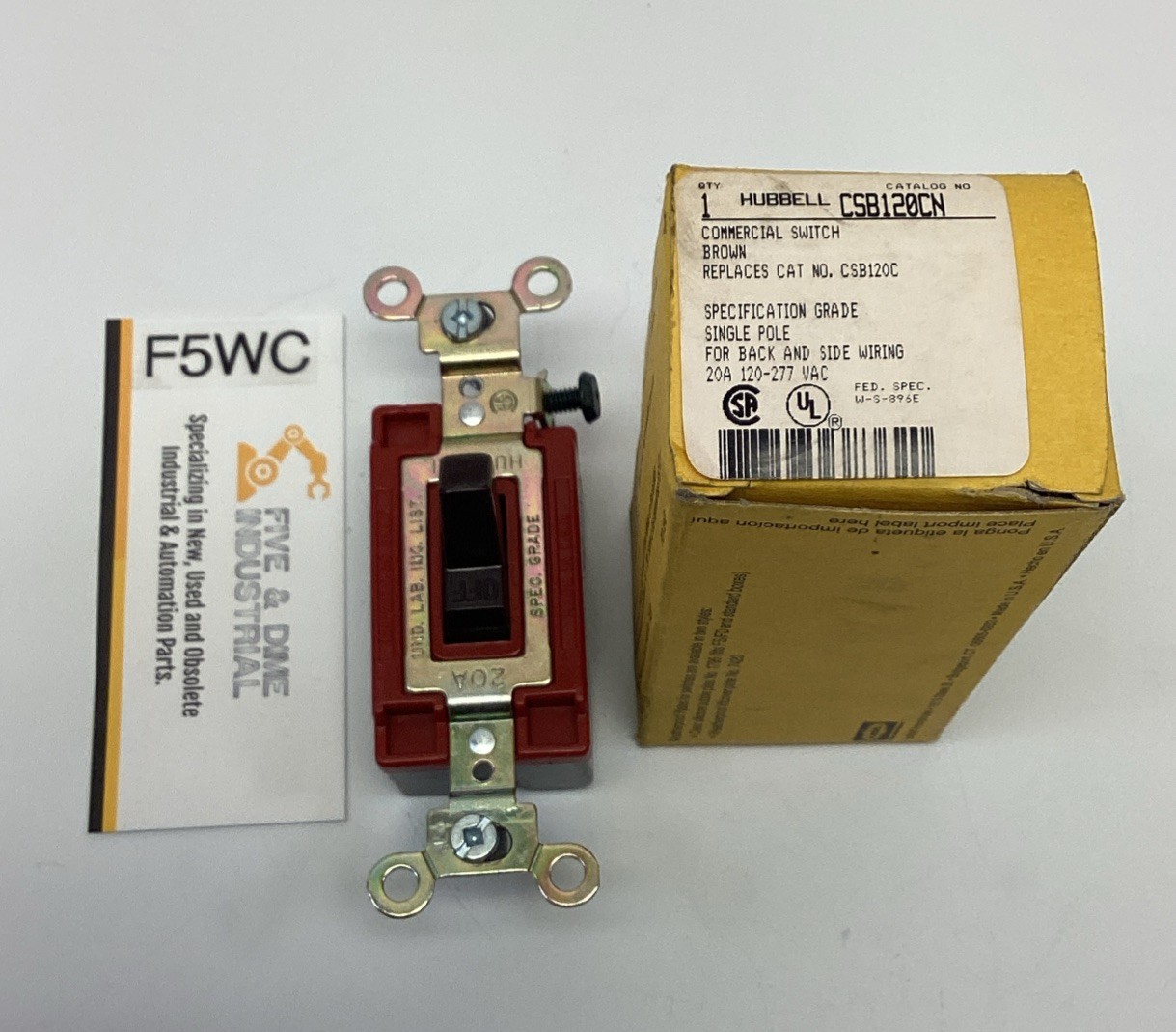 Hubbell CSB120CN Brown Commercial Switch, Single Pole, 20A