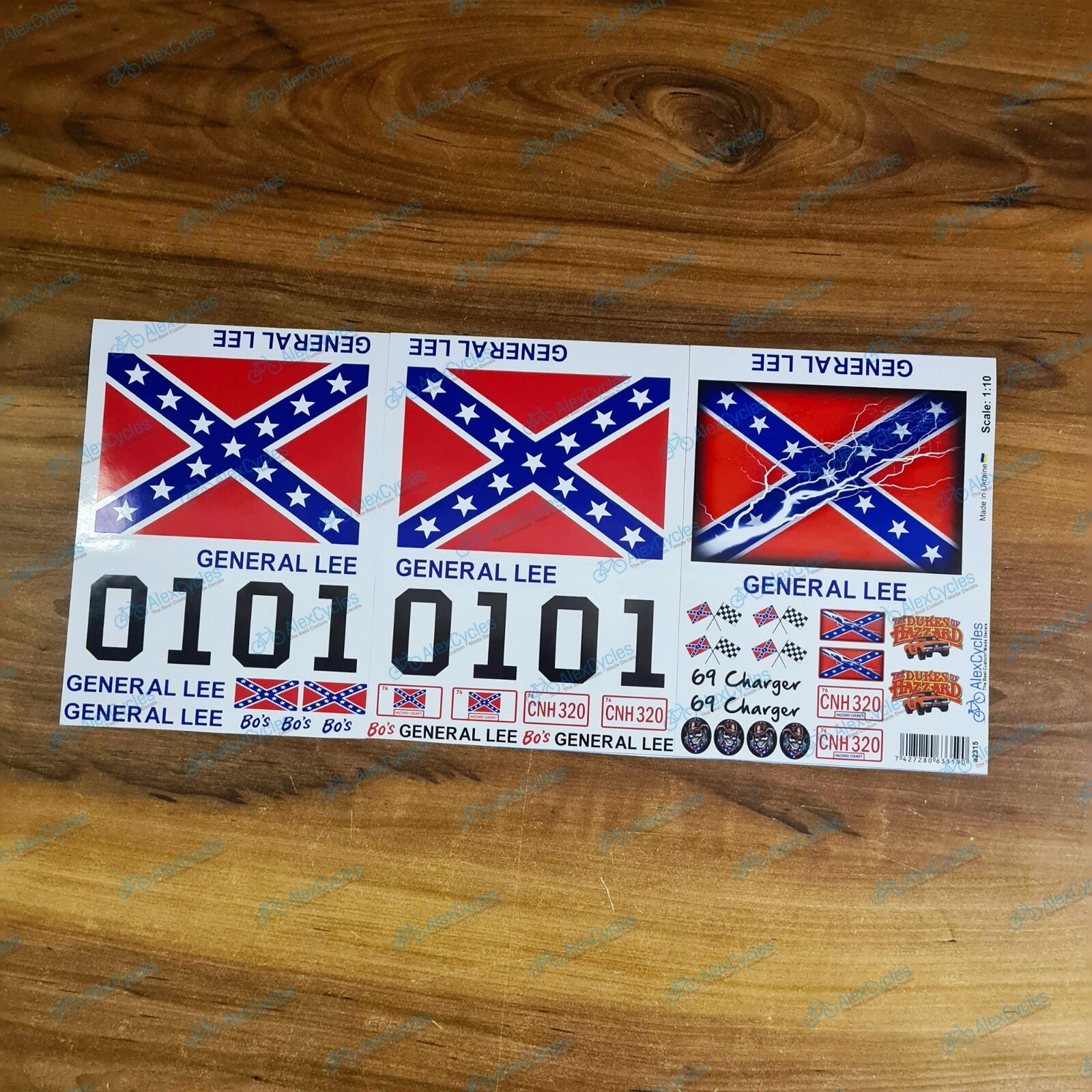 DUKE OF HAZZARD 1/10 Scale GENERAL LEE Tamiya HPI Full Decals Stickers New Look