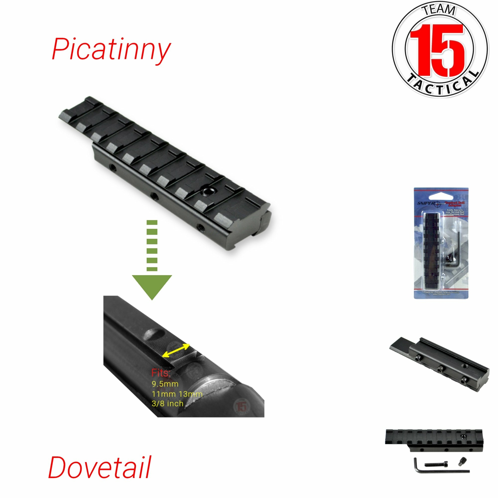 Dovetail to Picatinny Adapter Rail Scope Mount 11mm 3/8" to 21mm AirRifle Airgun