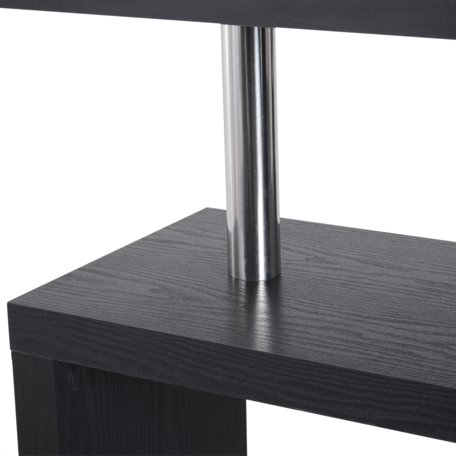 Hollow Core Hobby Corner Desk Computer Table Rotating 4 Tier Shelf Combo, Black