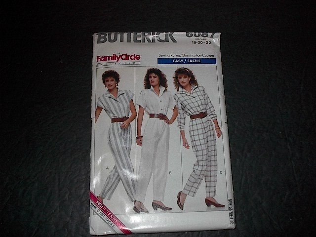 Butterick Pattern 6087 Misses' Chic Tapered Jumpsuit with Collar 18 ~ 22  Uncut