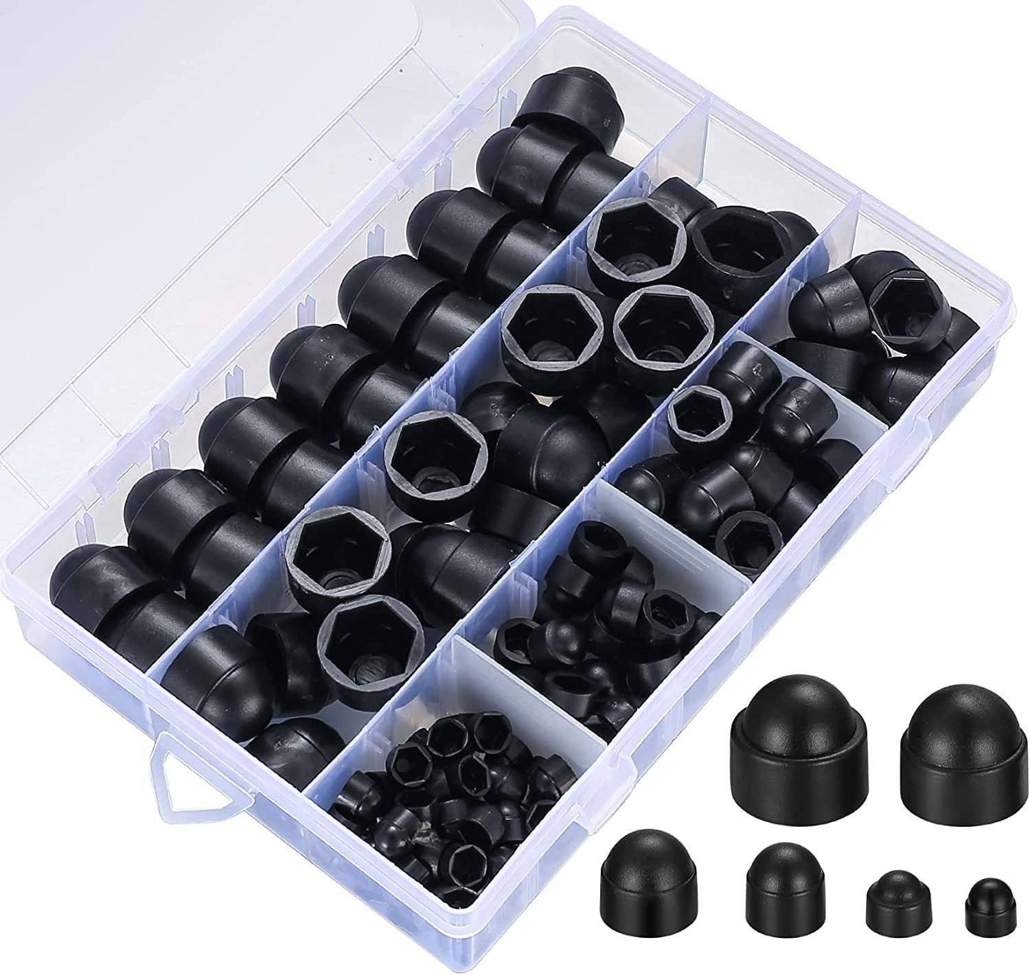 145 Pcs Screws Bolt Covers Caps, Hex Head Dome Covers, Plastic Black