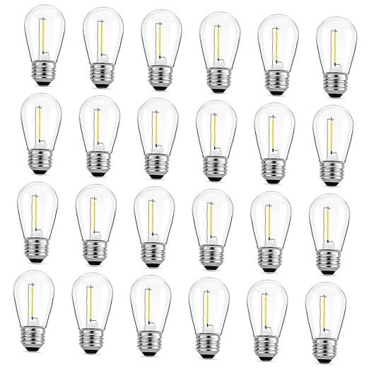 24-Pack LED 1W String Light Bulbs, S14 Plastic 24 Count (Pack of 1) Warm White