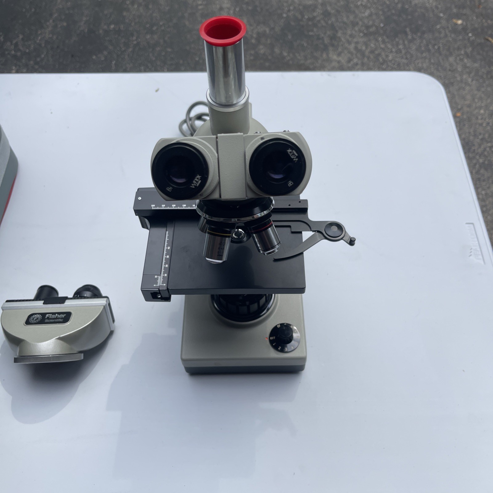 Bausch & Lomb Laboratory Microscope with Fisher Scientific Phototube Attachment