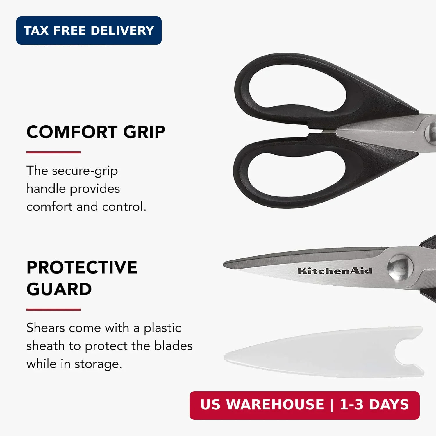 KitchenAid All Purpose Kitchen Shears with Protective Sheath Durable Stainless S