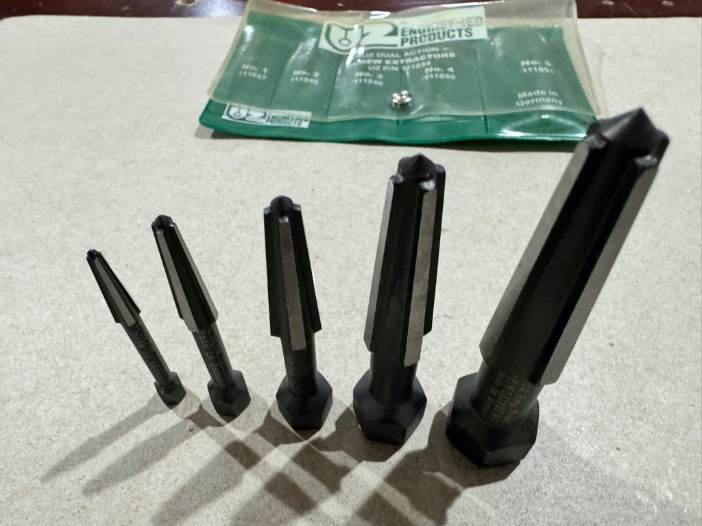 UZ 5-Pc. Dual Action Screw Extractor set, Made in Germany (READ DESCRIPTION)